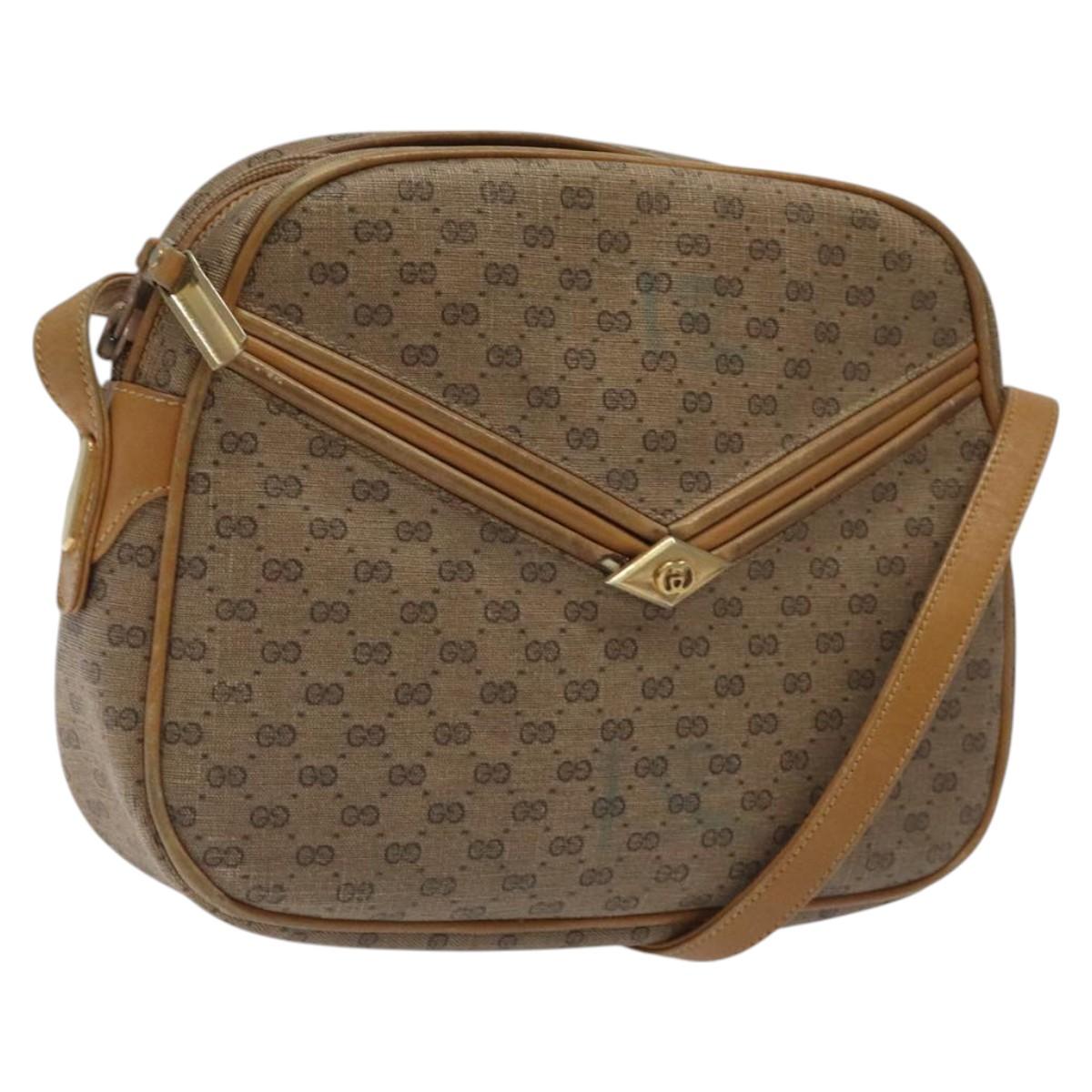 GUCCI Micro GG Supreme Shoulder Bag PVC Beige Auth BA1399