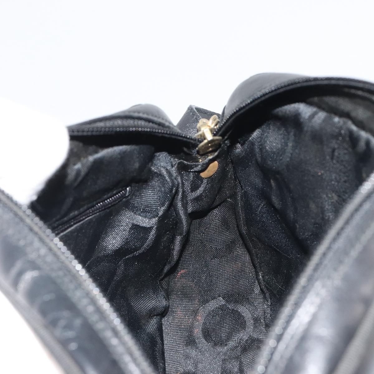 Salvatore Ferragamo Vala Shoulder Bag Leather Black Gold Auth BA13992
