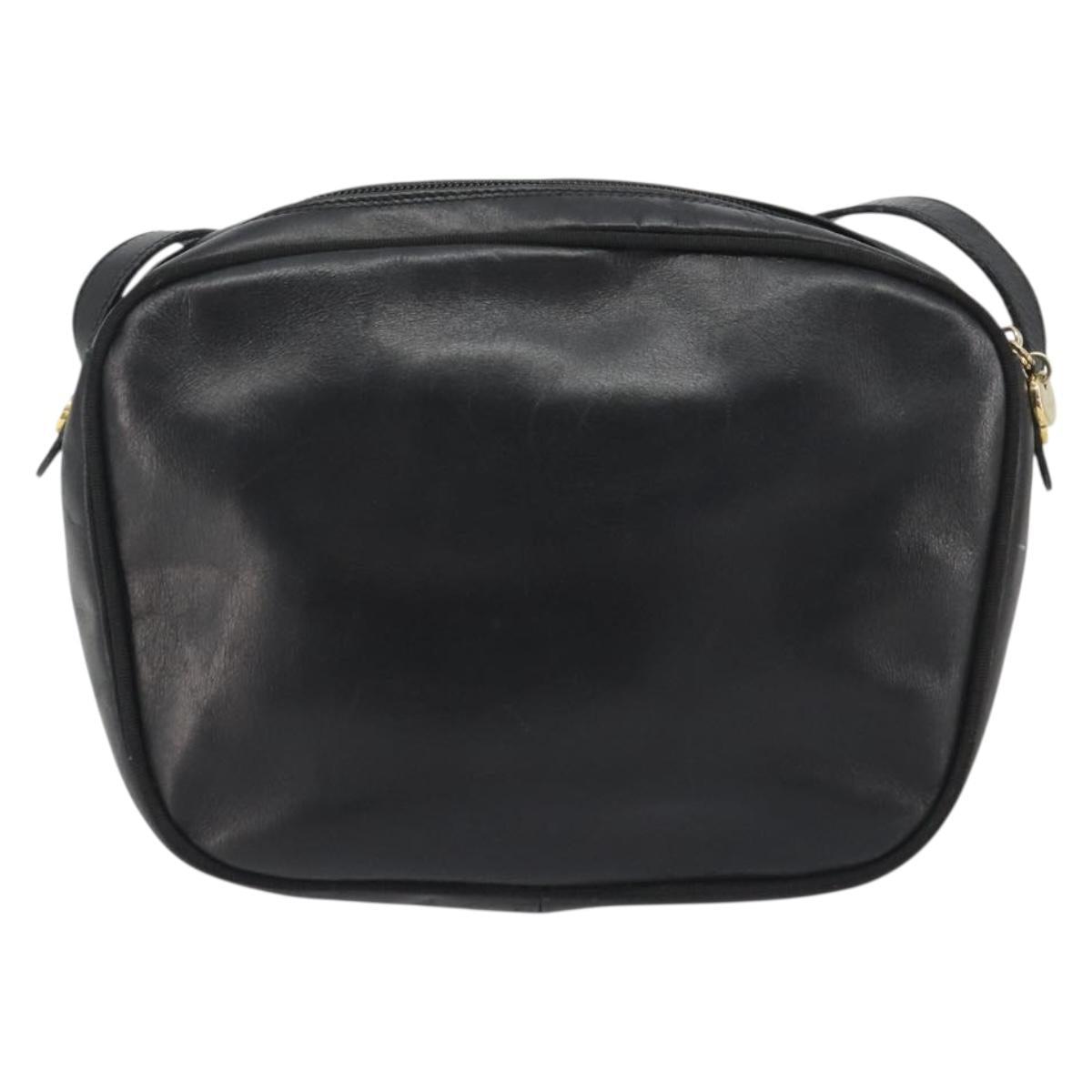 Salvatore Ferragamo Vala Shoulder Bag Leather Black Gold Auth BA13992