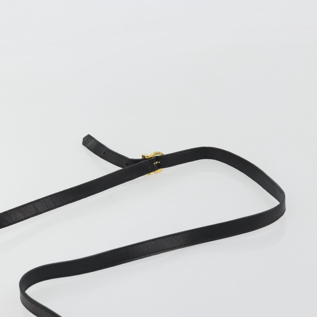 Salvatore Ferragamo Vala Shoulder Bag Leather Black Gold Auth BA13992