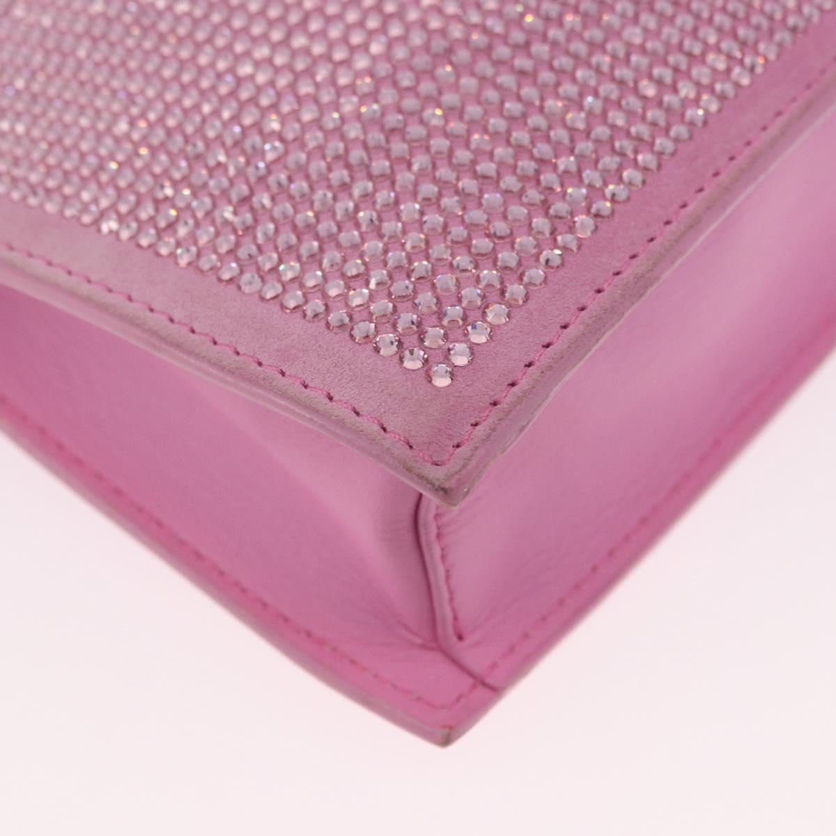 VERSACE Shoulder Bag Leather Pink Silver Auth BA13994A
