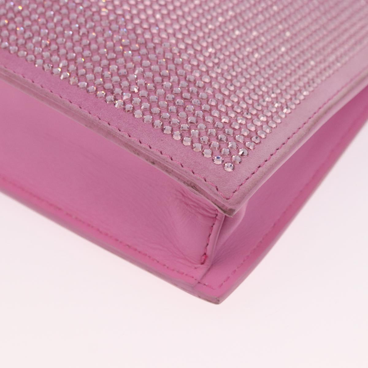 VERSACE Shoulder Bag Leather Pink Silver Auth BA13994A