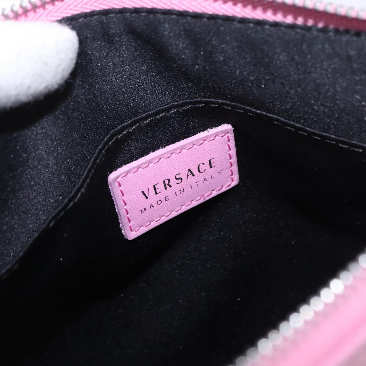 VERSACE Shoulder Bag Leather Pink Silver Auth BA13994A