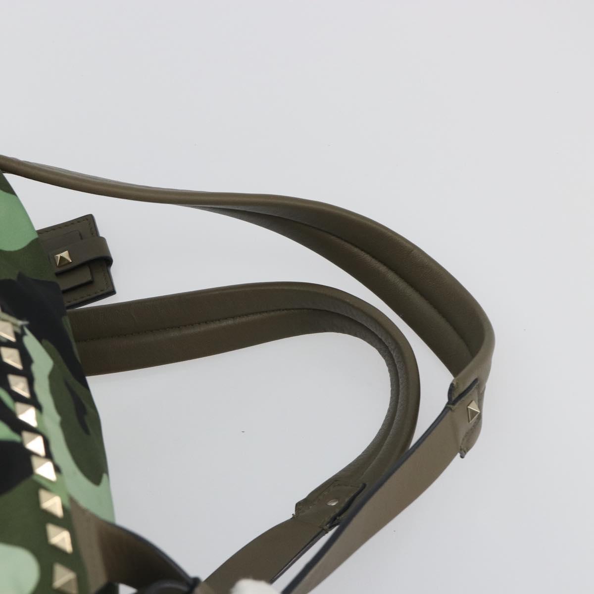 VALENTINO Backpack Nylon Khaki Gold Camouflage Auth BA13995