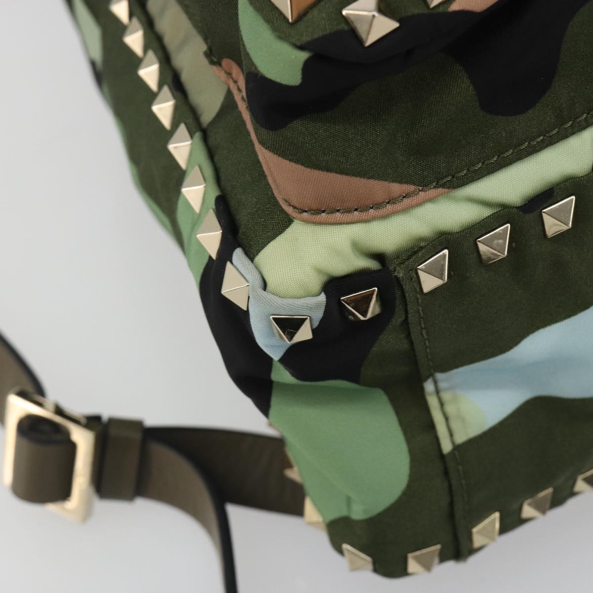 VALENTINO Backpack Nylon Khaki Gold Camouflage Auth BA13995