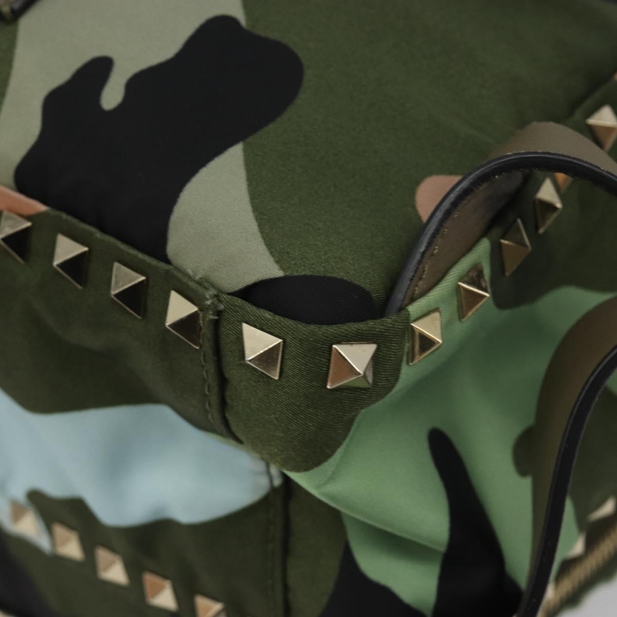 VALENTINO Backpack Nylon Khaki Gold Camouflage Auth BA13995