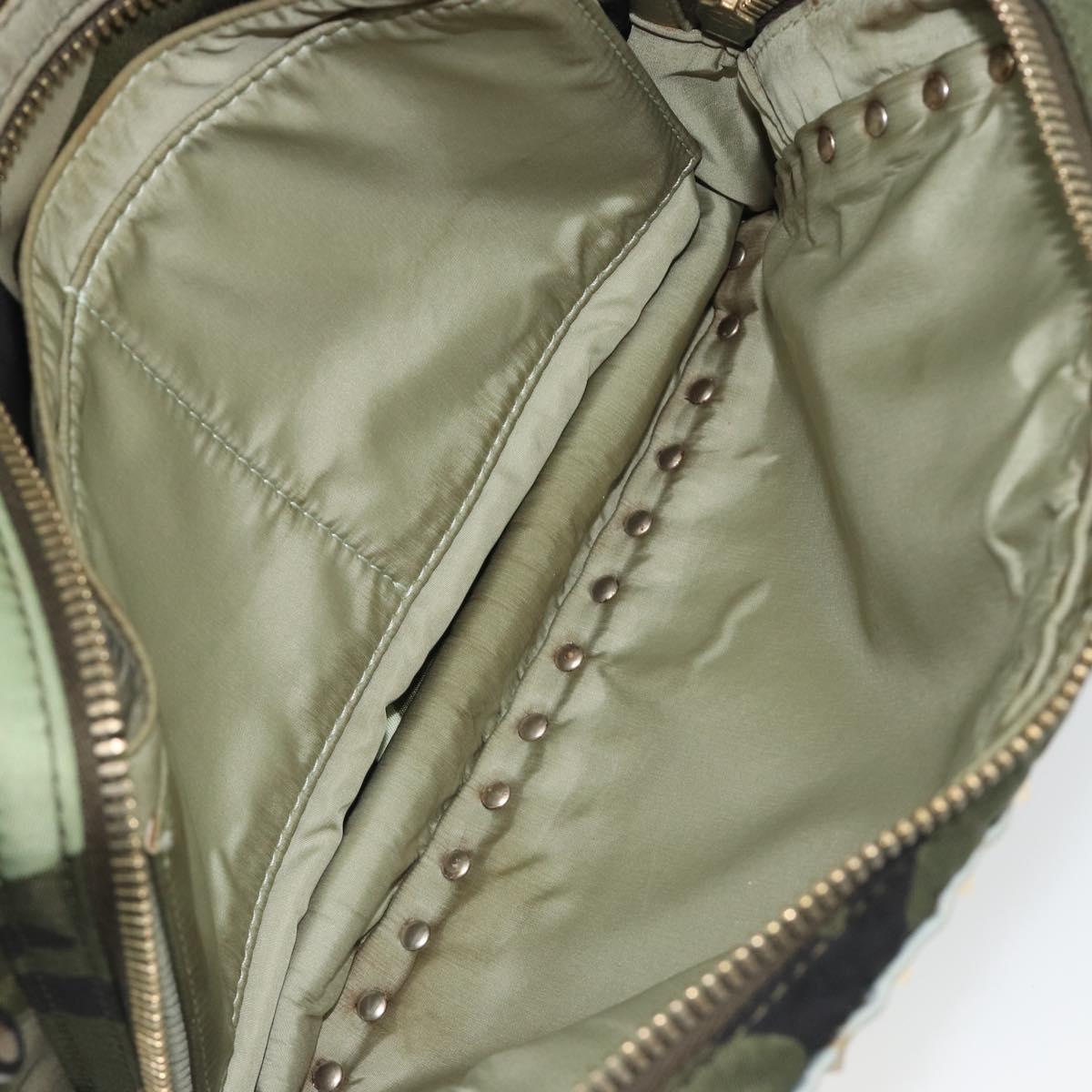 VALENTINO Backpack Nylon Khaki Gold Camouflage Auth BA13995