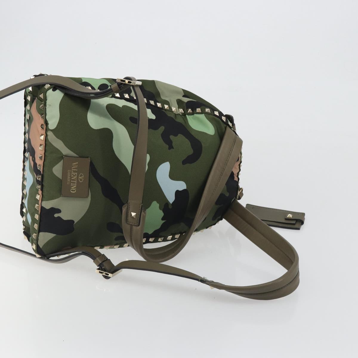 VALENTINO Backpack Nylon Khaki Gold Camouflage Auth BA13995