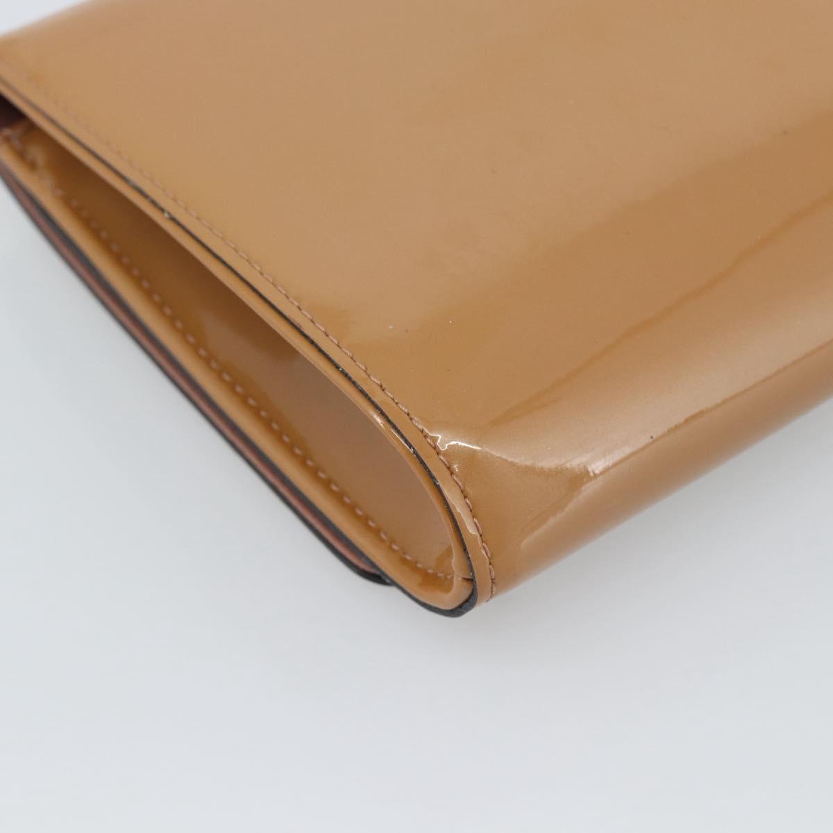LOUIS VUITTON Vernis Pochette Louise EW Patent Beige M90198 LV Auth BA13996A