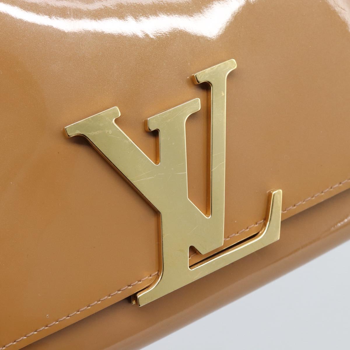 LOUIS VUITTON Vernis Pochette Louise EW Patent Beige M90198 LV Auth BA13996A