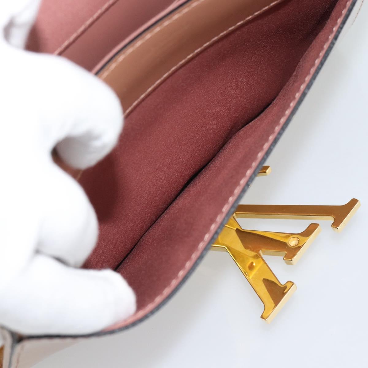 LOUIS VUITTON Vernis Pochette Louise EW Patent Beige M90198 LV Auth BA13996A