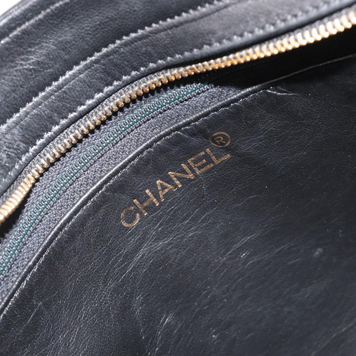 CHANEL Matelasse Chain Shoulder Bag Lamb Skin Black Gold CC Auth BA13997A