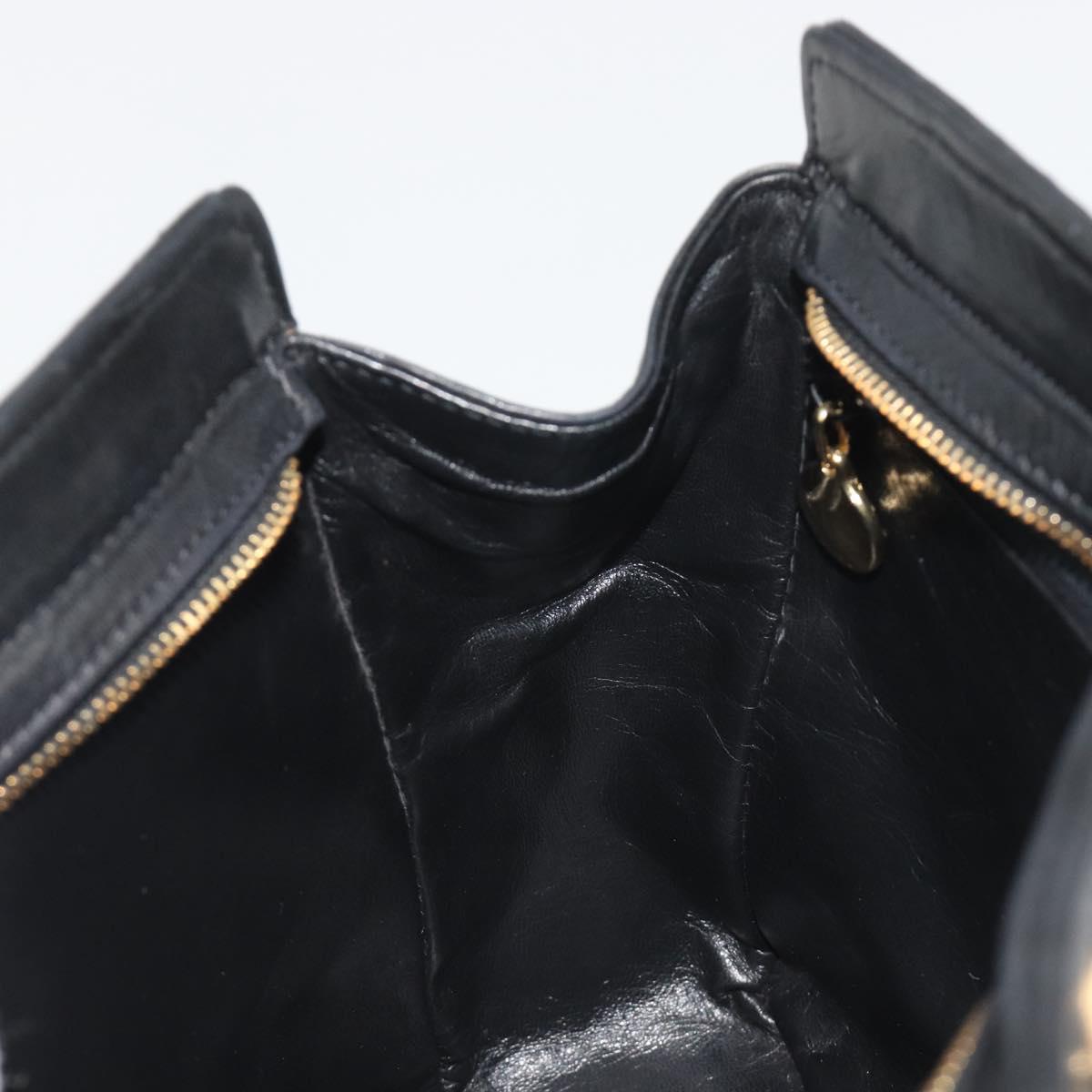 CHANEL Matelasse Chain Shoulder Bag Lamb Skin Black Gold CC Auth BA13997A