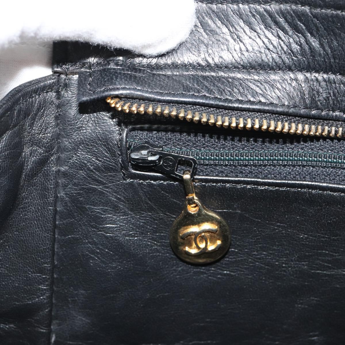 CHANEL Matelasse Chain Shoulder Bag Lamb Skin Black Gold CC Auth BA13997A