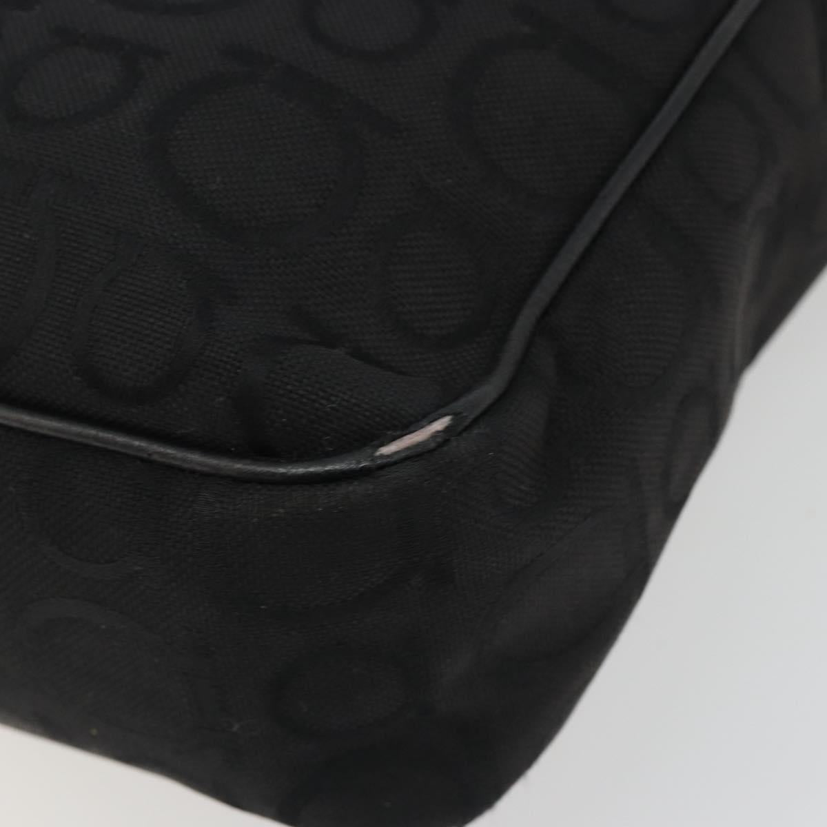 Salvatore Ferragamo Gancini Tote Bag Canvas Black Silver Auth BA13998