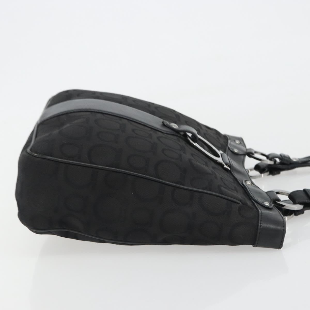 Salvatore Ferragamo Gancini Tote Bag Canvas Black Silver Auth BA13998