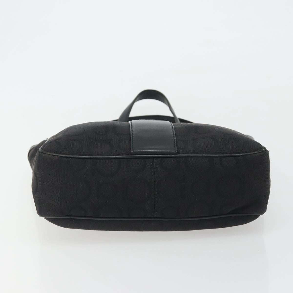 Salvatore Ferragamo Gancini Tote Bag Canvas Black Silver Auth BA13998