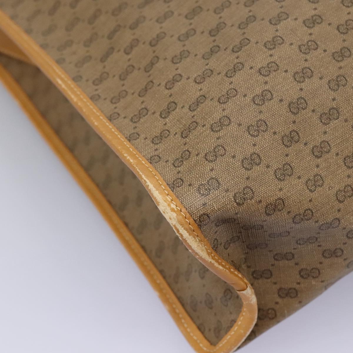 GUCCI Micro GG Supreme Tote Bag PVC Beige Gold Auth BA1400
