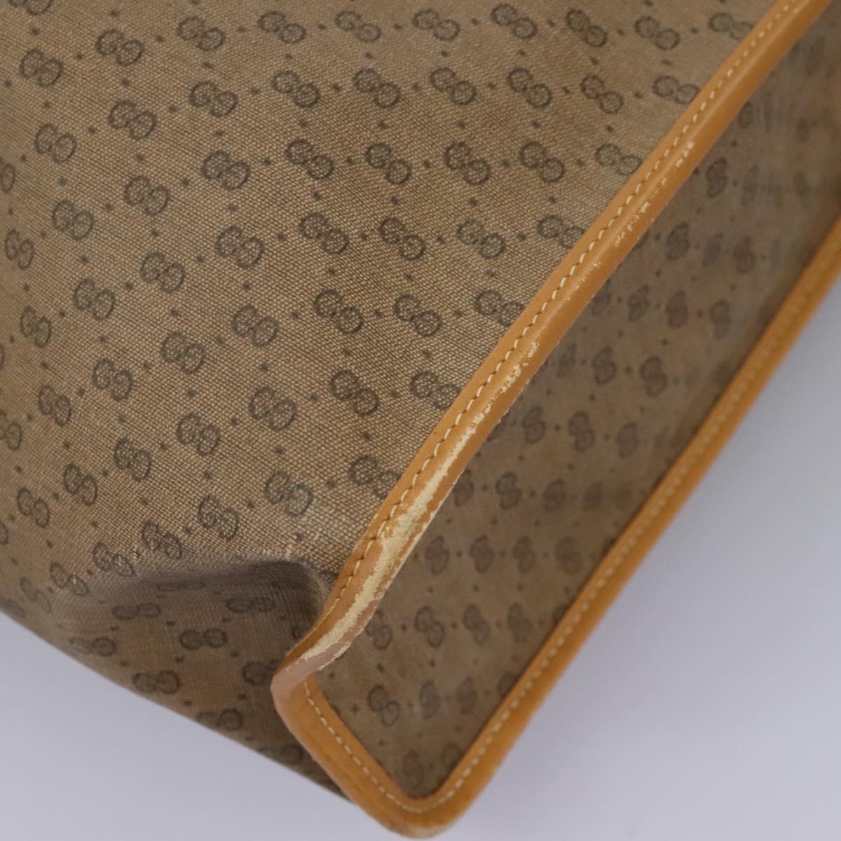 GUCCI Micro GG Supreme Tote Bag PVC Beige Gold Auth BA1400