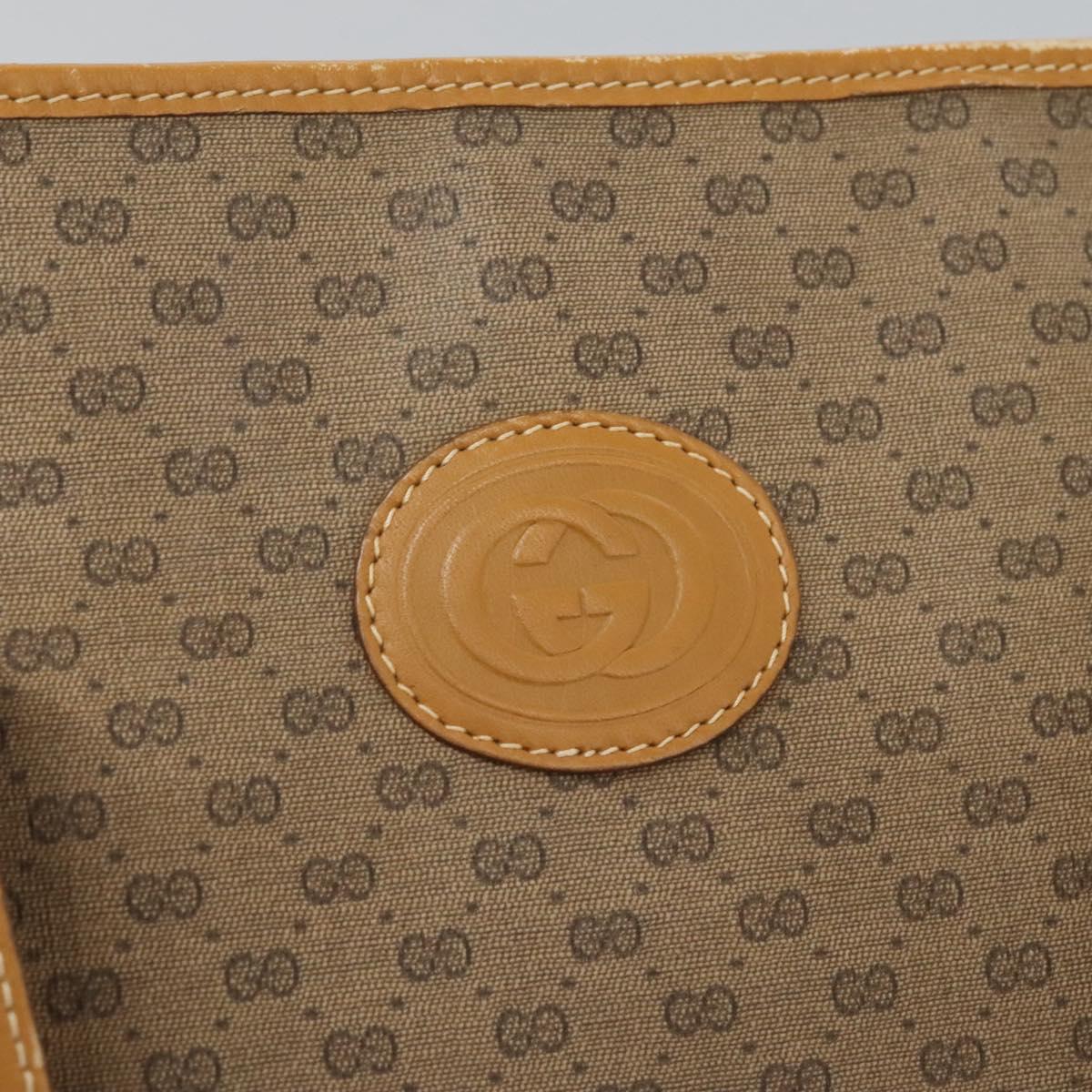 GUCCI Micro GG Supreme Tote Bag PVC Beige Gold Auth BA1400