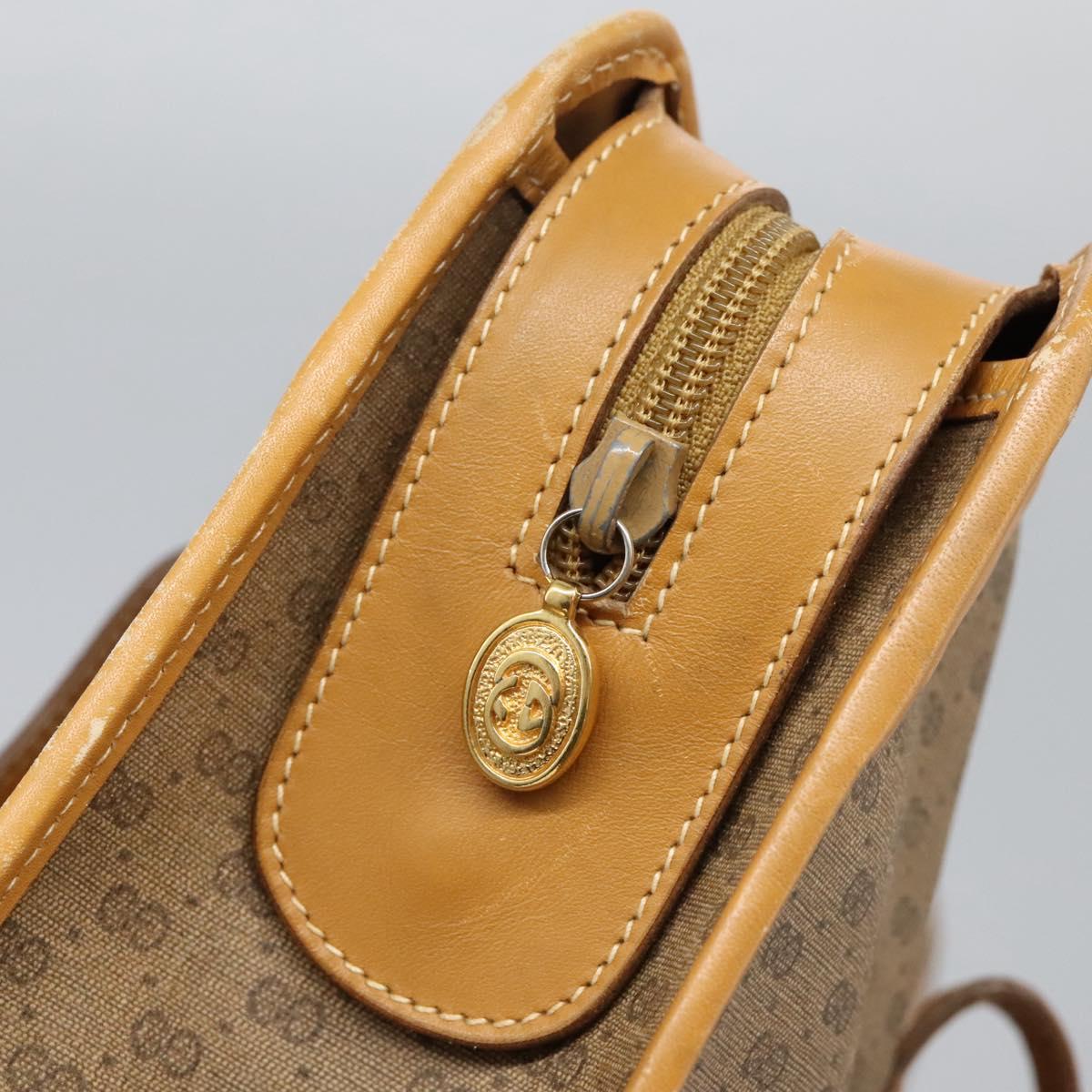 GUCCI Micro GG Supreme Tote Bag PVC Beige Gold Auth BA1400