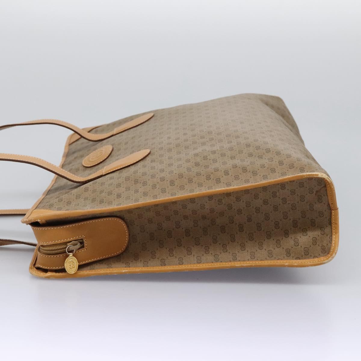 GUCCI Micro GG Supreme Tote Bag PVC Beige Gold Auth BA1400