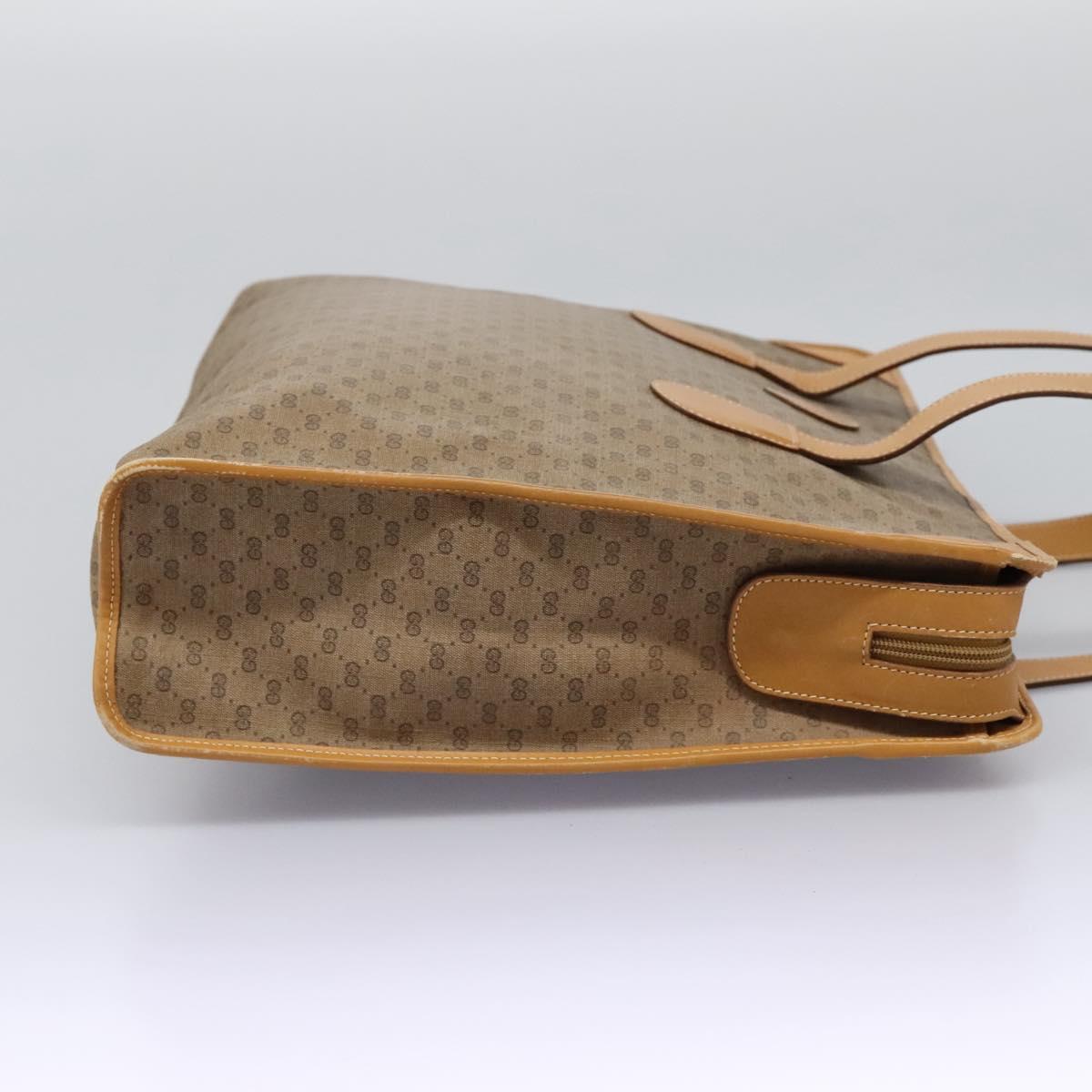GUCCI Micro GG Supreme Tote Bag PVC Beige Gold Auth BA1400