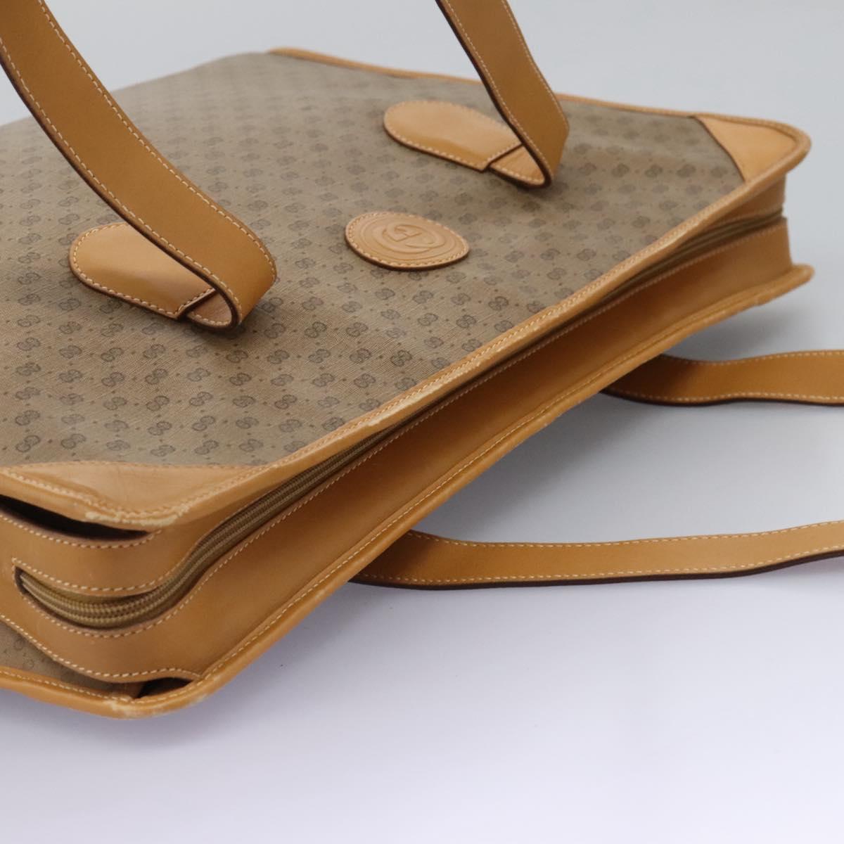 GUCCI Micro GG Supreme Tote Bag PVC Beige Gold Auth BA1400