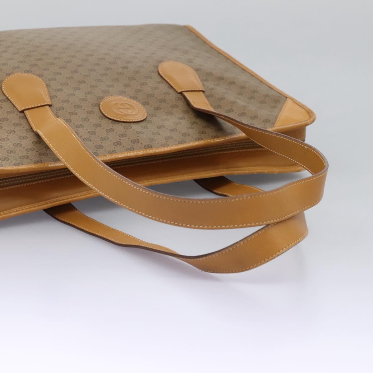 GUCCI Micro GG Supreme Tote Bag PVC Beige Gold Auth BA1400