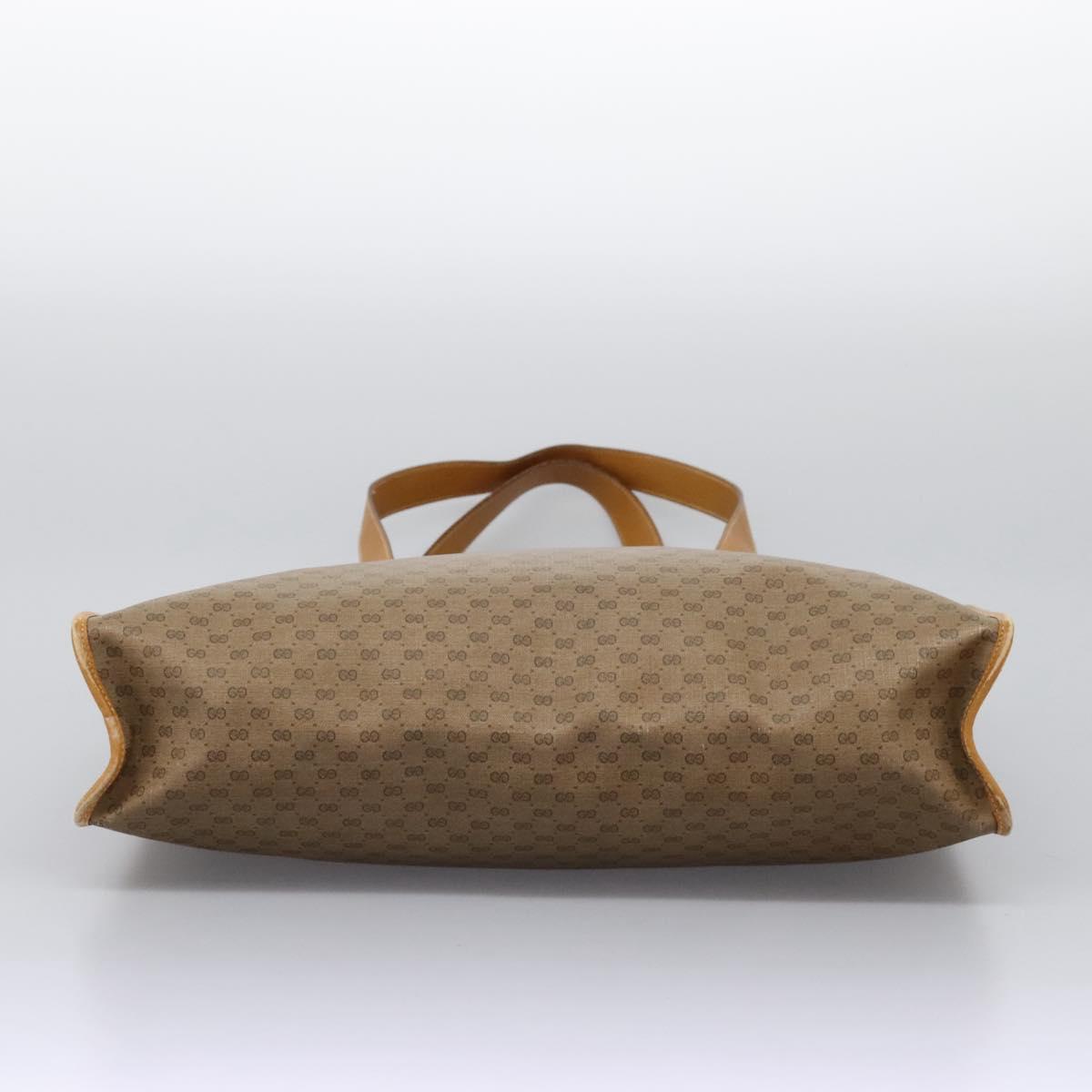 GUCCI Micro GG Supreme Tote Bag PVC Beige Gold Auth BA1400