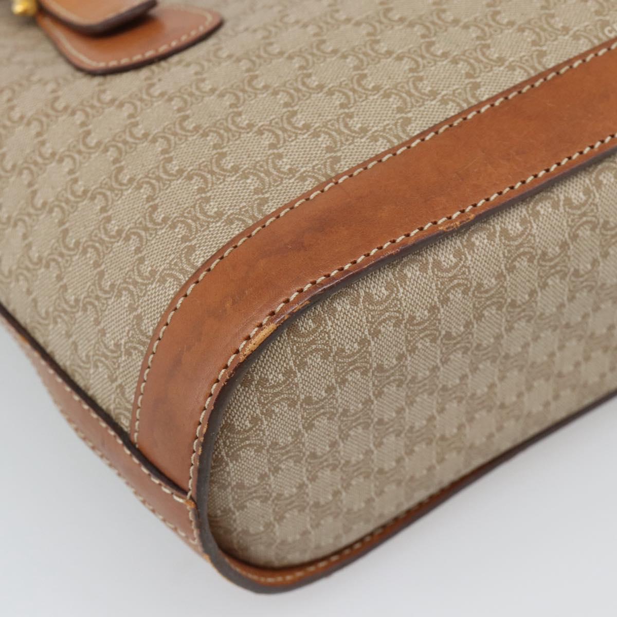 CELINE Macadam Tote Bag PVC Leather Beige Gold Auth BA14003