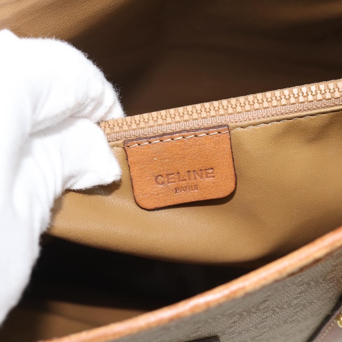 CELINE Macadam Tote Bag PVC Leather Beige Gold Auth BA14003