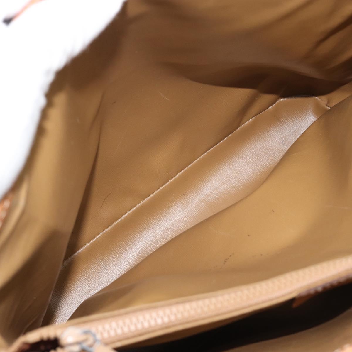 CELINE Macadam Tote Bag PVC Leather Beige Gold Auth BA14003