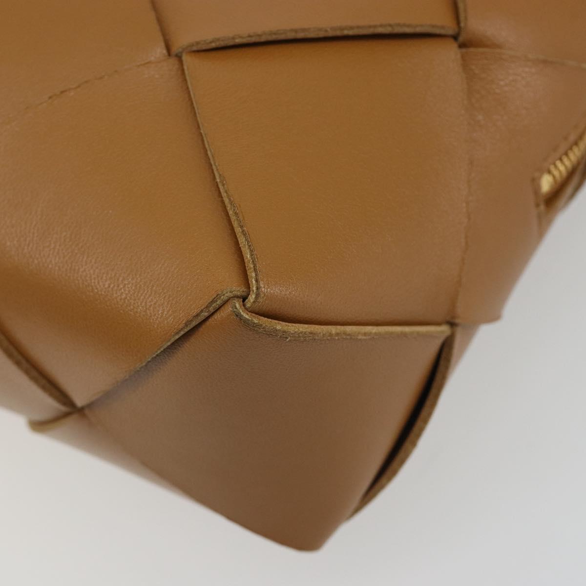 BOTTEGA VENETA MAXI INTRECCIATO Cassette Shoulder Bag Brown Gold Auth BA14005V
