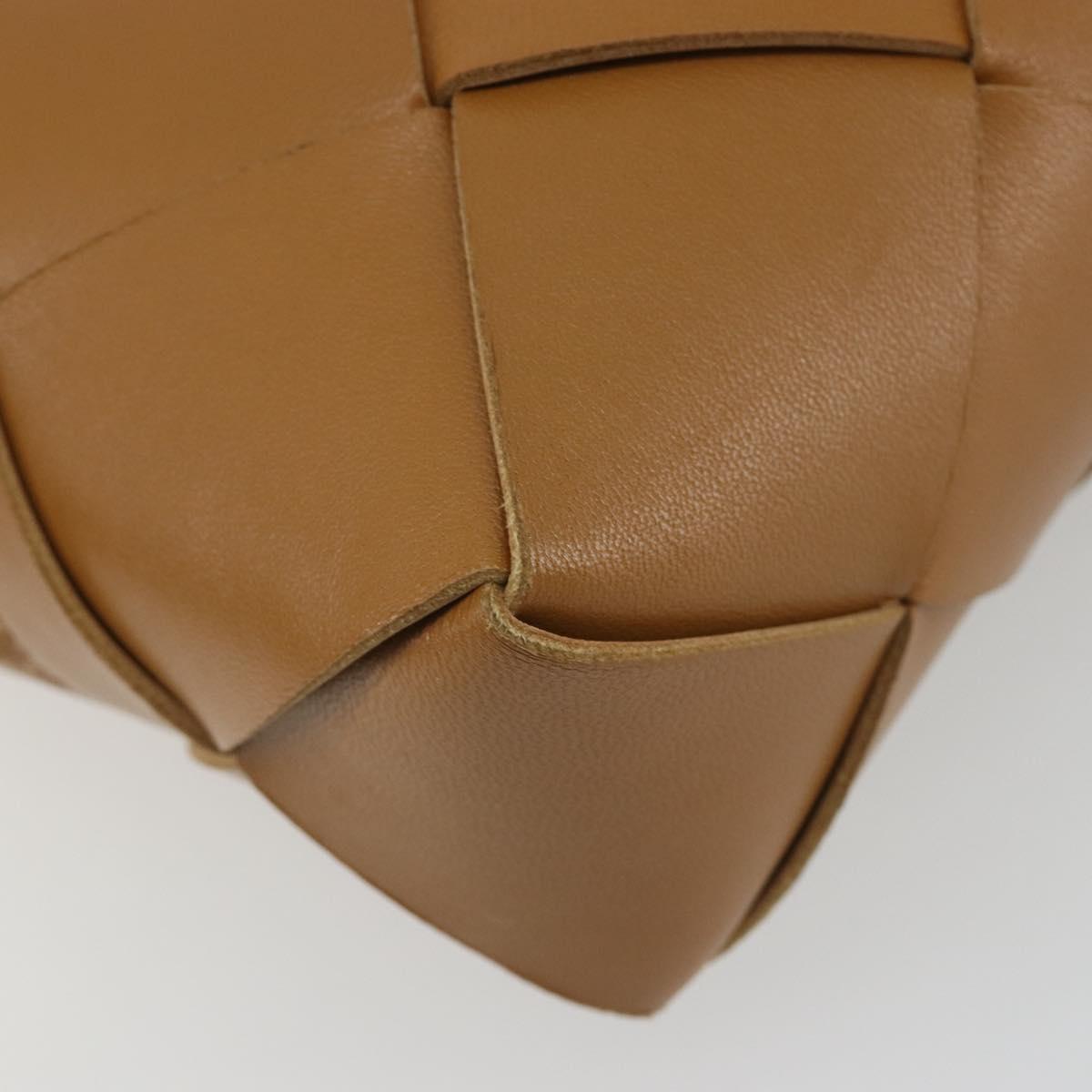 BOTTEGA VENETA MAXI INTRECCIATO Cassette Shoulder Bag Brown Gold Auth BA14005V