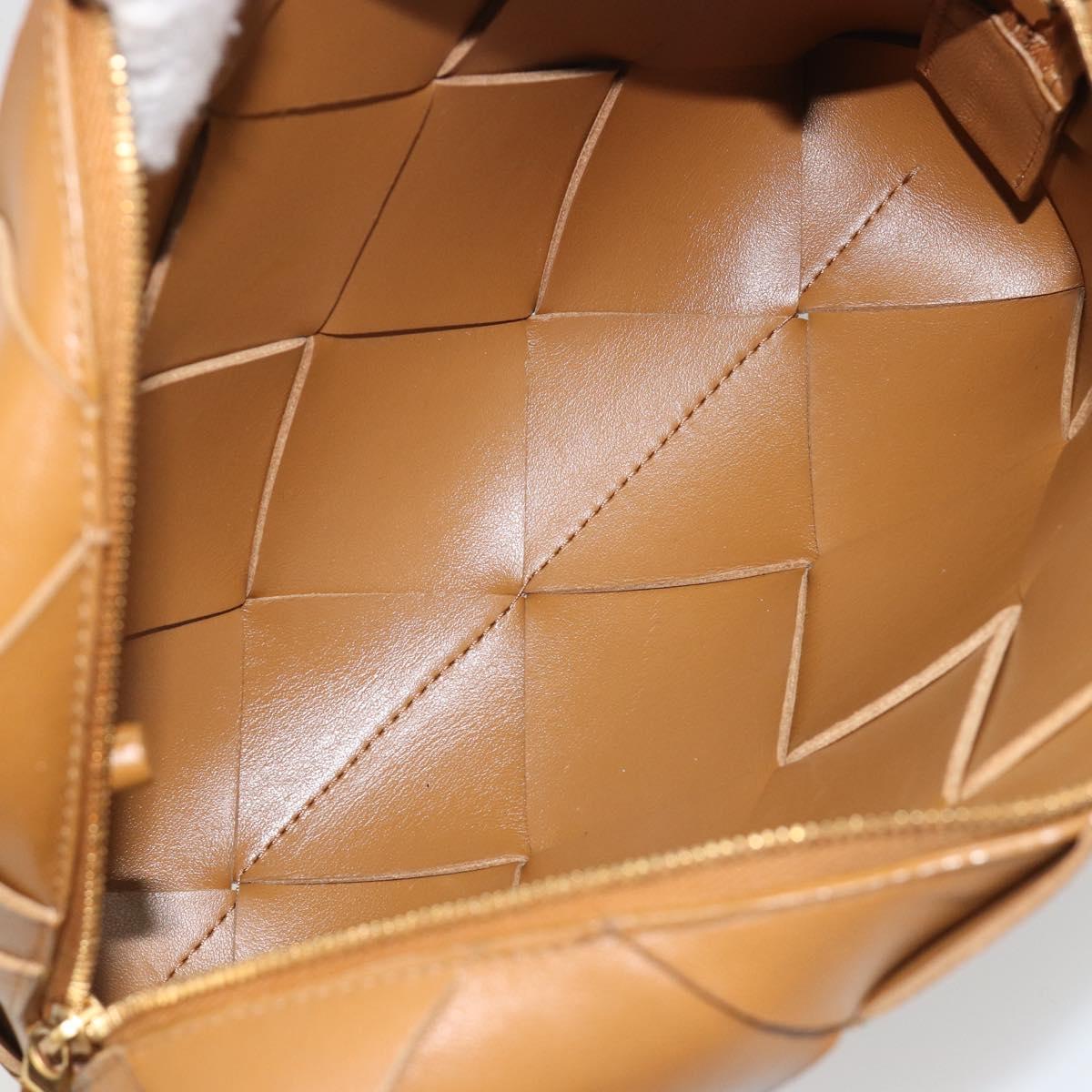 BOTTEGA VENETA MAXI INTRECCIATO Cassette Shoulder Bag Brown Gold Auth BA14005V