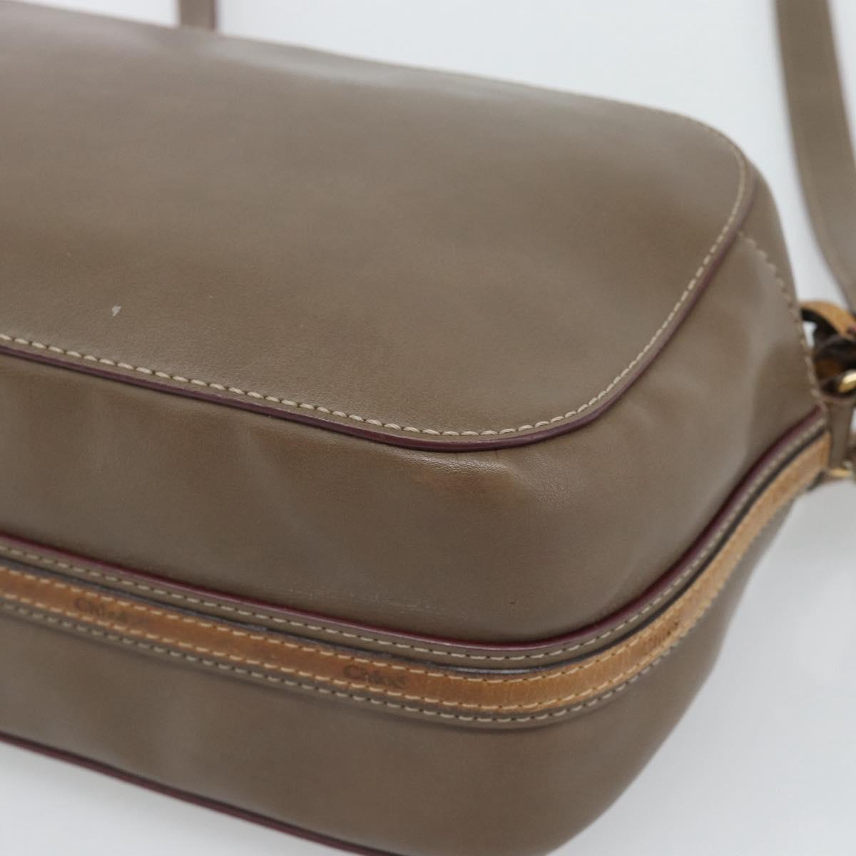Chloe Shoulder Bag Leather Brown Gold Auth BA14006