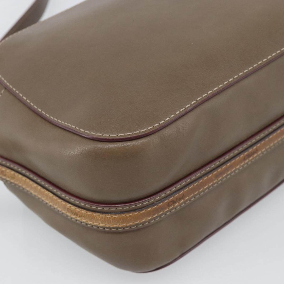 Chloe Shoulder Bag Leather Brown Gold Auth BA14006