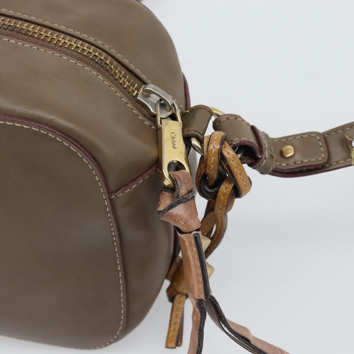 Chloe Shoulder Bag Leather Brown Gold Auth BA14006