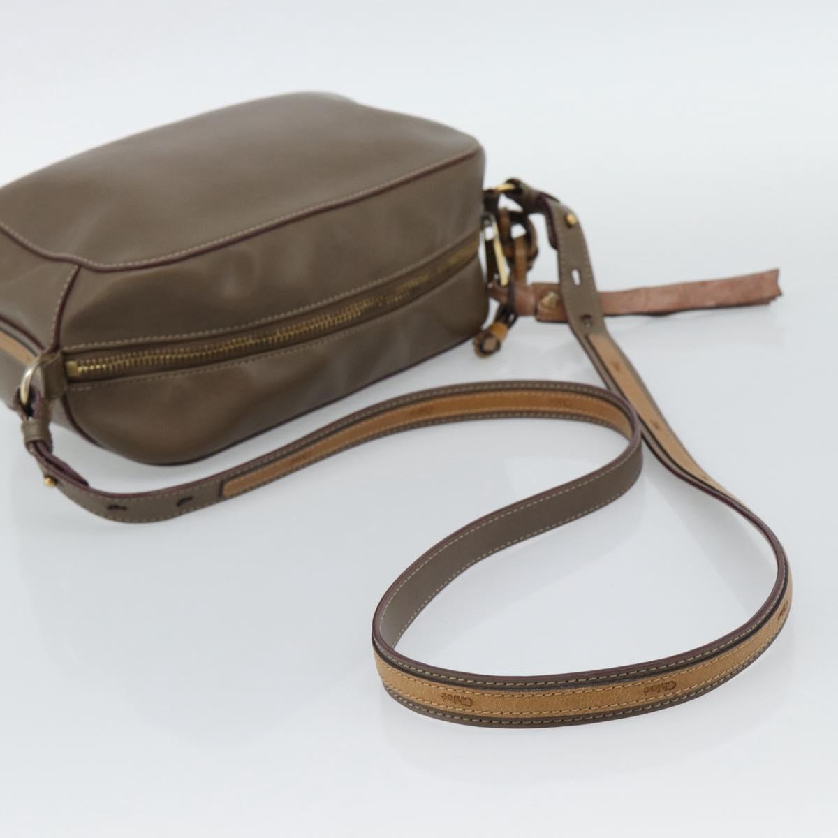 Chloe Shoulder Bag Leather Brown Gold Auth BA14006