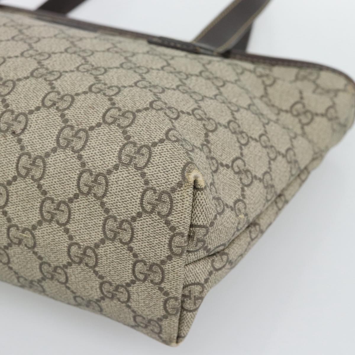 GUCCI GG Supreme Tote Bag PVC Leather Beige 211138 Auth BA14008