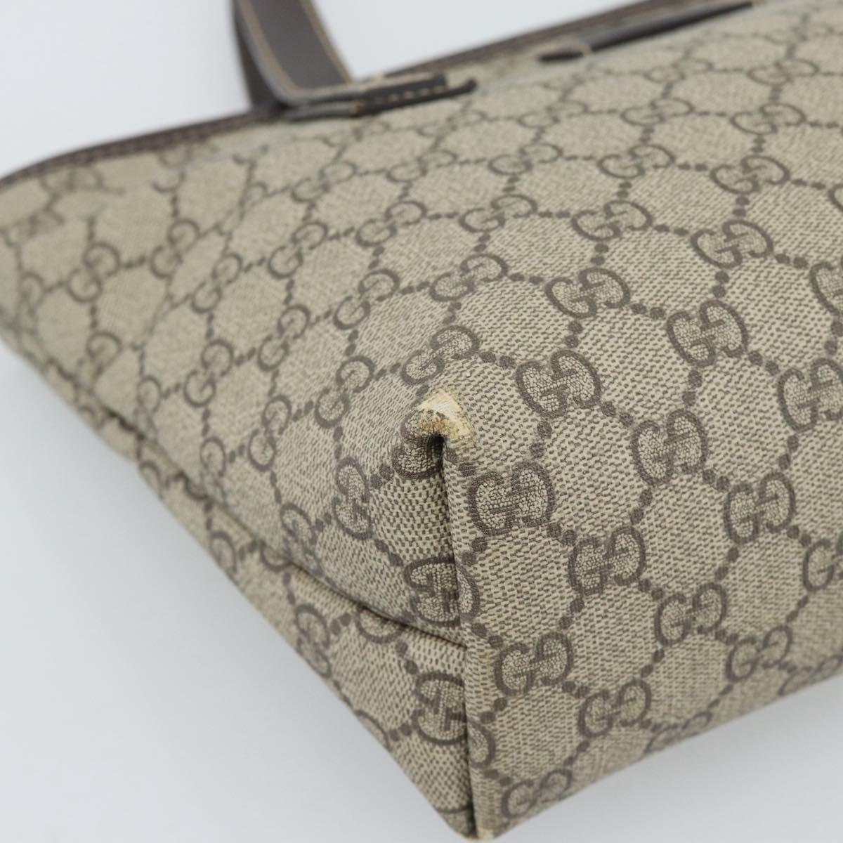 GUCCI GG Supreme Tote Bag PVC Leather Beige 211138 Auth BA14008