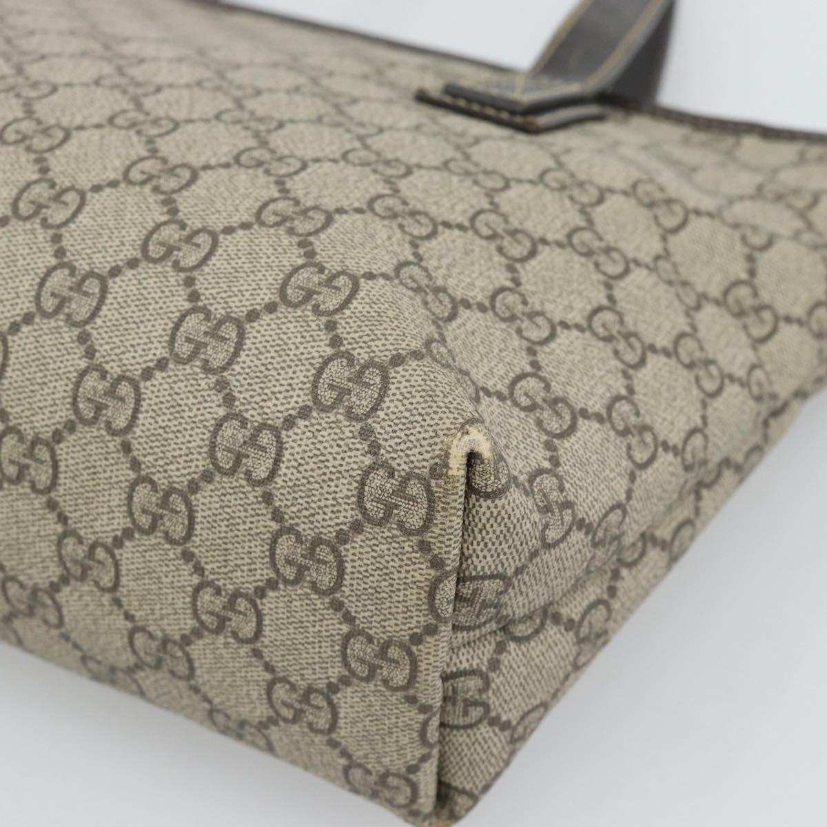GUCCI GG Supreme Tote Bag PVC Leather Beige 211138 Auth BA14008