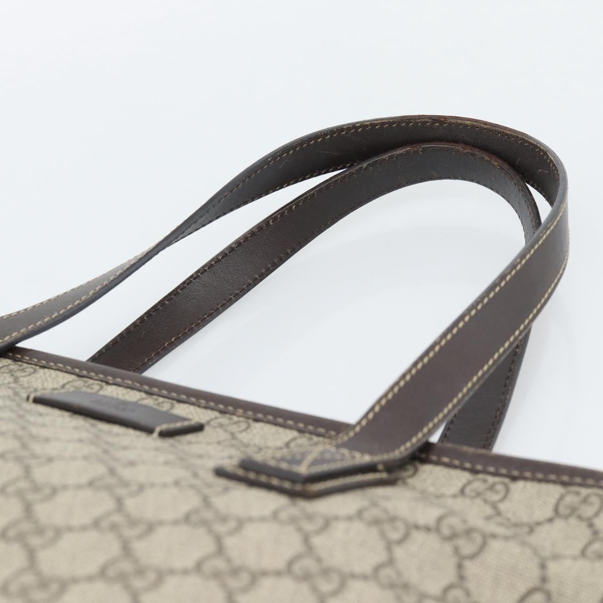 GUCCI GG Supreme Tote Bag PVC Leather Beige 211138 Auth BA14008
