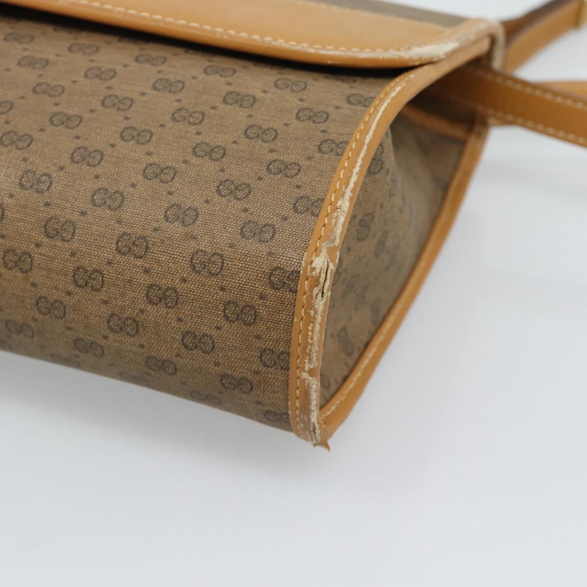 GUCCI Micro GG Shoulder Bag PVC Leather Beige Gold Auth BA14009