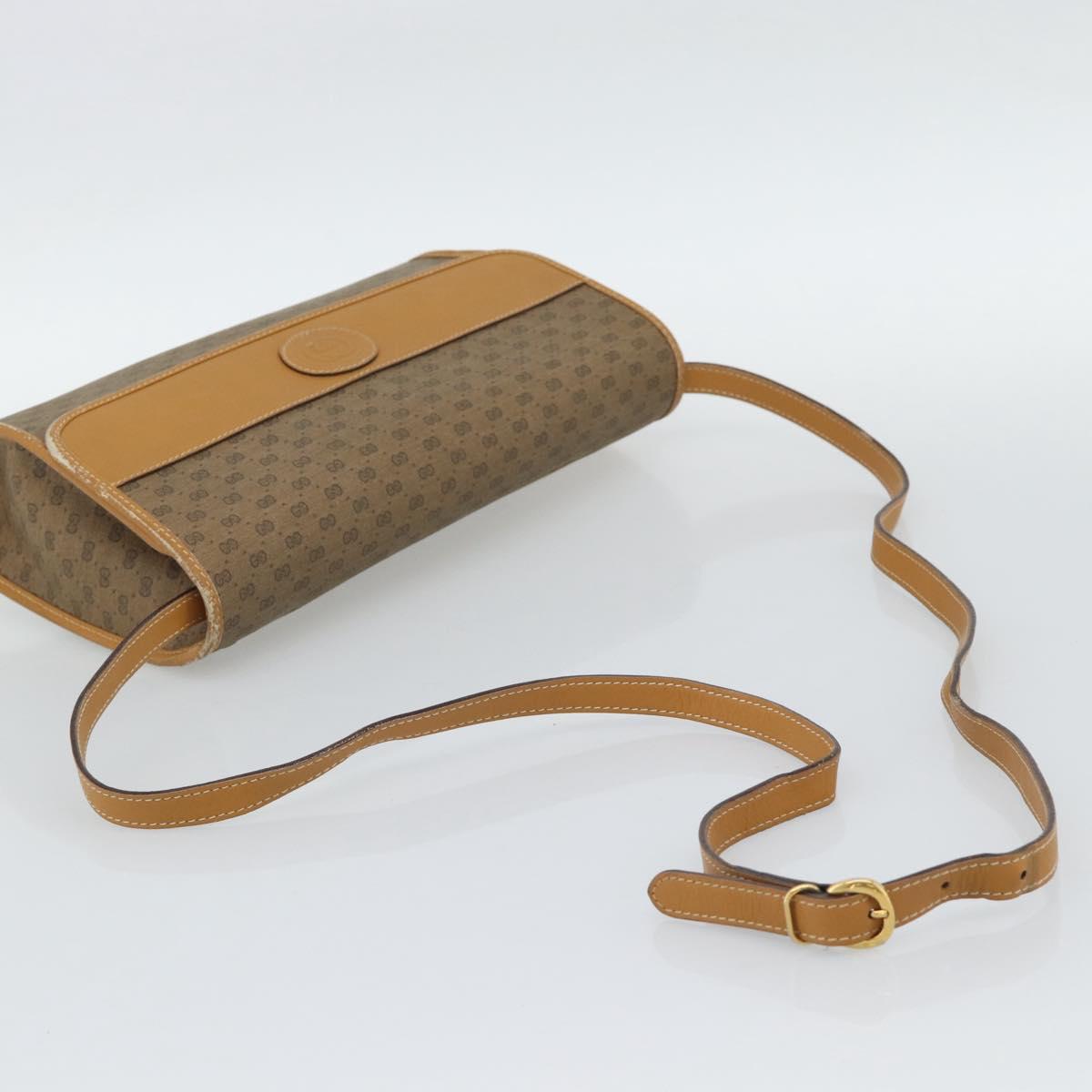 GUCCI Micro GG Shoulder Bag PVC Leather Beige Gold Auth BA14009