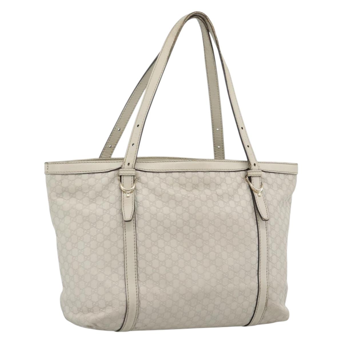 GUCCI GuccissimaGG Tote Bag Leather White Gold 336776 Auth BA14010