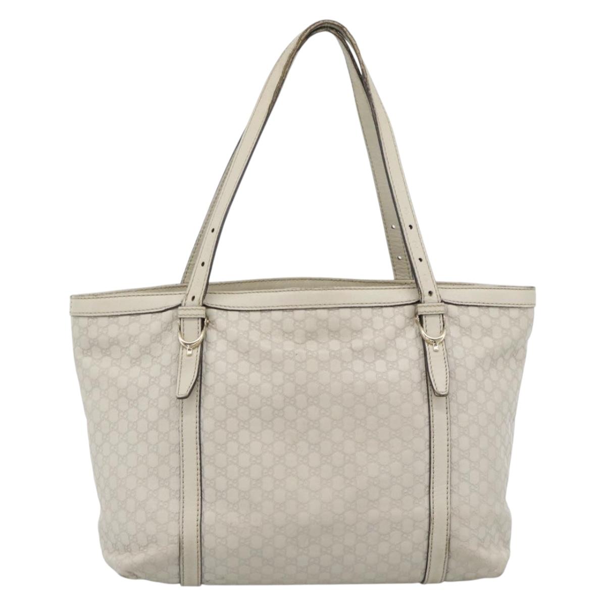 GUCCI GuccissimaGG Tote Bag Leather White Gold 336776 Auth BA14010