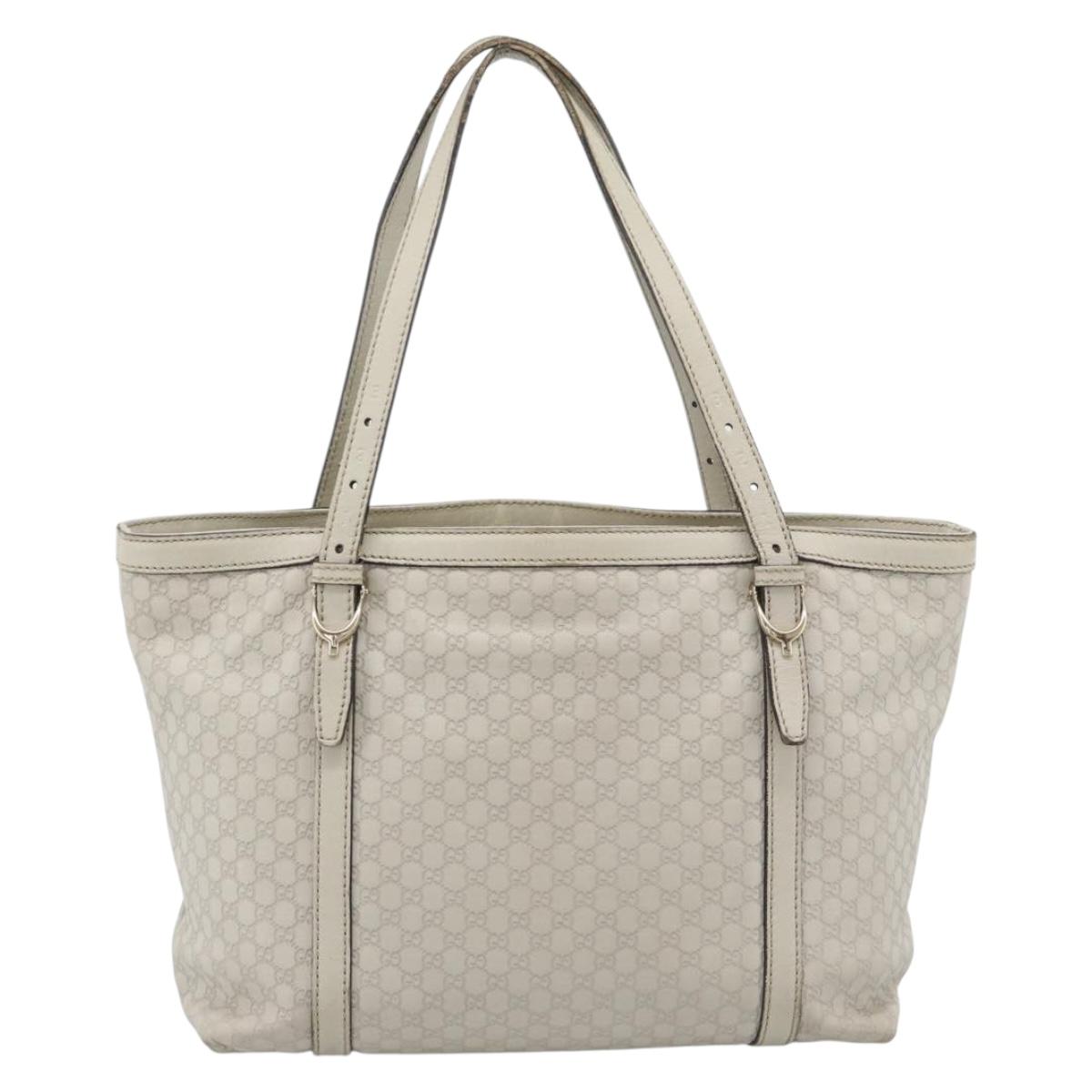 GUCCI GuccissimaGG Tote Bag Leather White Gold 336776 Auth BA14010