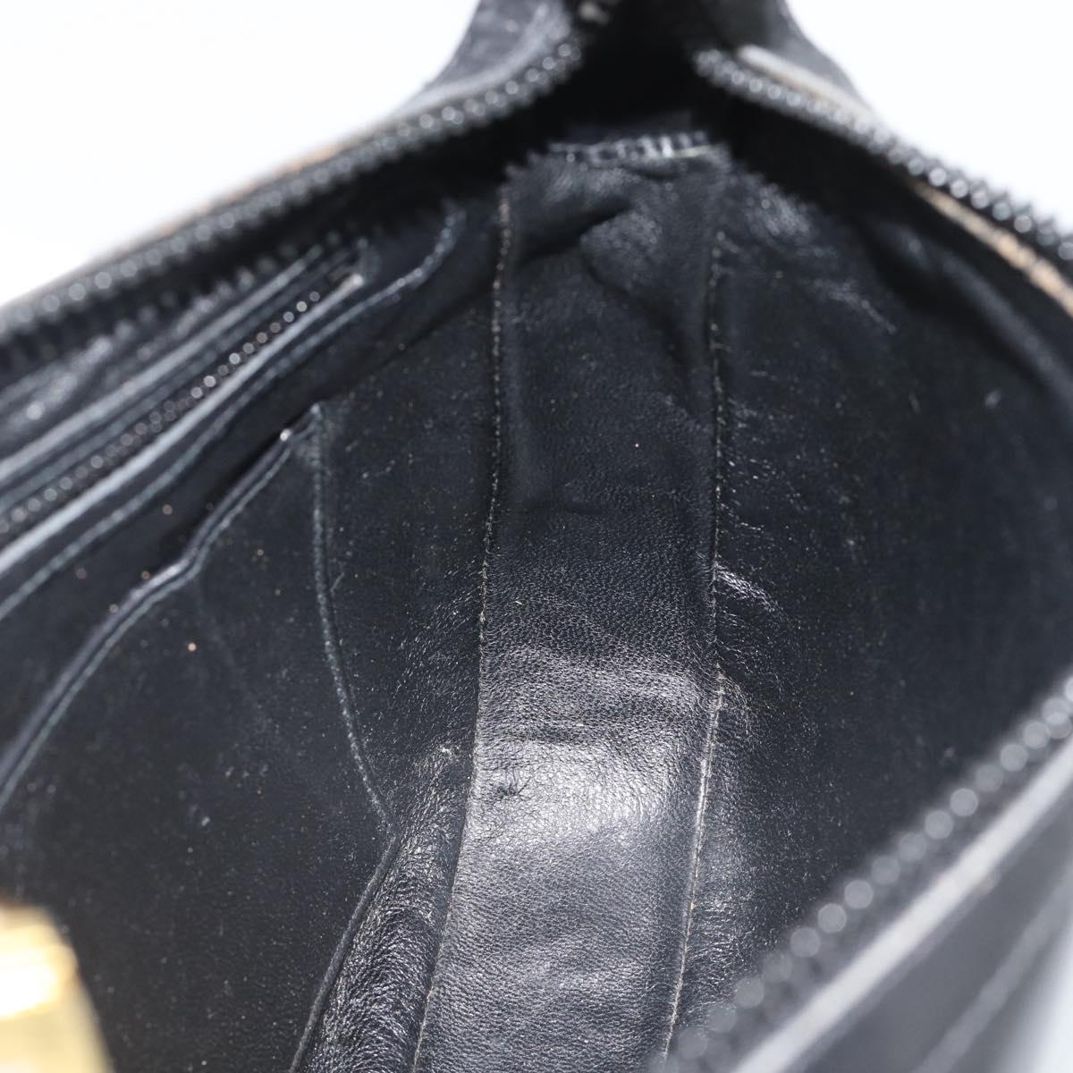 GUCCI Horsebit Shoulder Bag Leather Black Gold Auth BA14011A